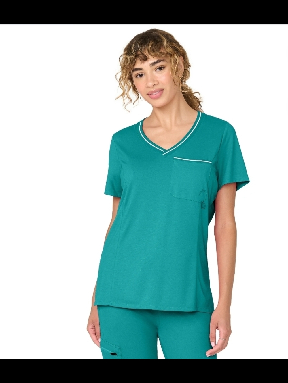 Kindly NWT Scrub Top Medium Green V-Neck Healthcare Uniform Pocket Tee